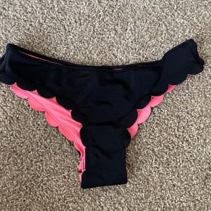 VS Pink black scalloped bathing suit bottoms